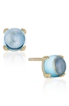 House Of Frosted Silver 0.50 Ct. Tw. Blue Topaz Hadley Earrings In Gold