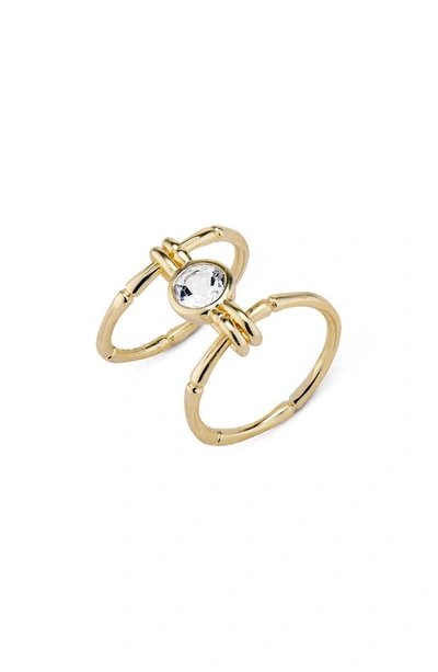 House Of Frosted Double Stack White Topaz Ring In Gold