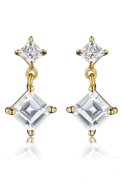 House Of Frosted White Topaz Double Drop Earrings In Gold