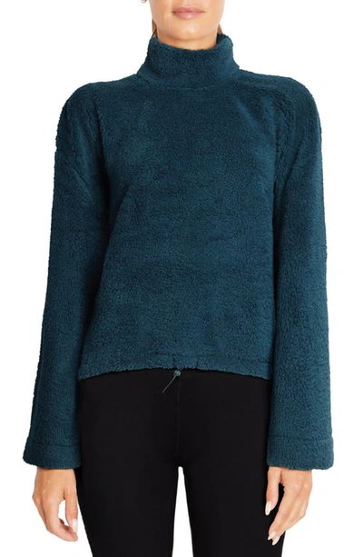 Balance Collection Evie Faux Shearling Pullover In Reflecting Pond