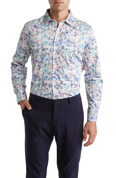 Robert Graham Acker Abstract Print Cotton Button-up Shirt In White Multi