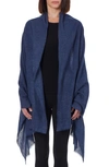 Amicale Cashmere Light Weight Wrap In Blue