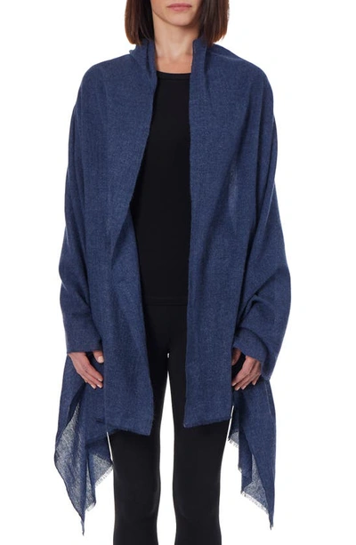 Amicale Cashmere Light Weight Wrap In Blue