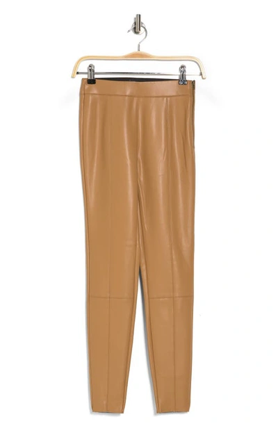 Topshop Faux Leather Skinny Pants In Tan