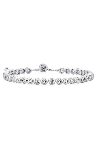 Bling Jewelry Cubic Zirconia Bolo Bracelet In Silver