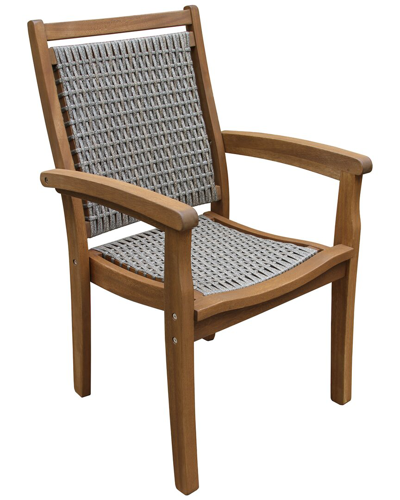 Outdoor Interiors Eucalyptus & Wicker Stacking Chair In Brown