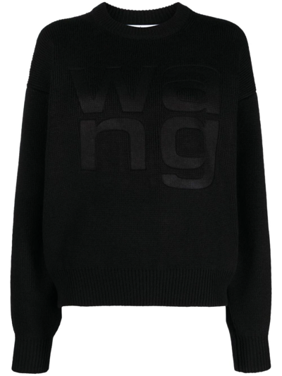 Alexander Wang Sweater With Embossed Logo In Black