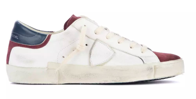 Philippe Model Prsx Low Top Sneakers In Leather And Suede In White