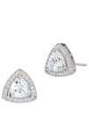 Savvy Cie Jewels Sterling Silver Trillion Cut Stud Earrings In White