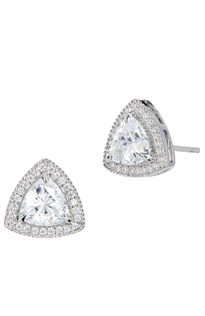 Savvy Cie Jewels Sterling Silver Trillion Cut Stud Earrings In White