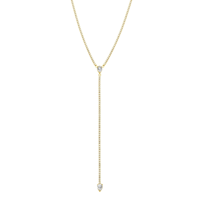 Adornia Water Resistant Crystal Y- Lariat Drop Tennis Chain Necklace Gold In Silver