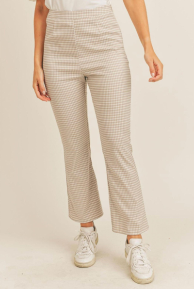 Sadie & Sage Plaid Picnics Pants In Beige