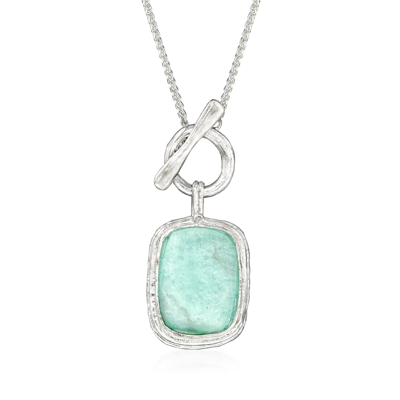 Ross-simons Roman Glass Toggle Necklace In Sterling Silver In Metallic