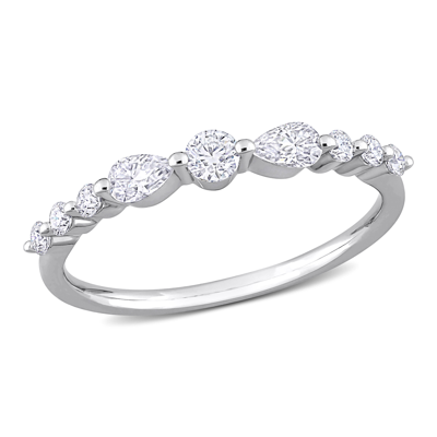 Mimi & Max 1/2ct Dew Created Moissanite Semi-eternity Ring In Sterling Silver
