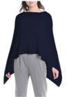 INCASHMERE CLASSIC CASHMERE PONCHO TOPPER IN NAVY