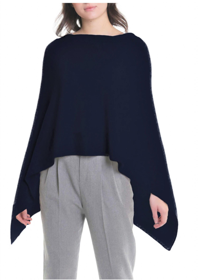 Incashmere Classic Cashmere Poncho Topper In Navy In Blue
