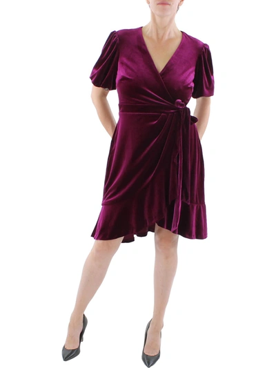 Lauren Ralph Lauren Womens Velvet Knee Cocktail And Party Dress In Red
