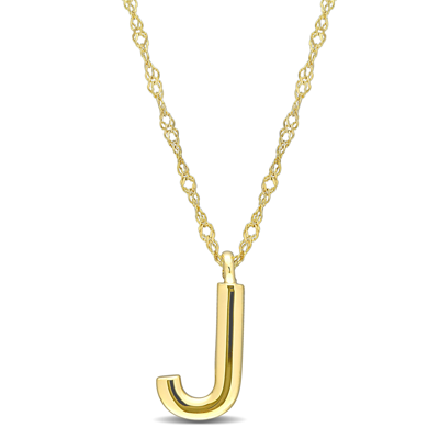Mimi & Max Initial "j" Pendant W/ Chain In 14k Yellow Gold