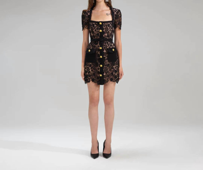 Self-portrait Guipure Lace Minidress In Black
