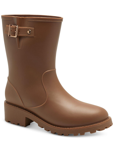 Style & Co Millyy Womens Rubber Adjustable Rain Boots In Brown
