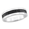 Mimi & Max 1/10ct Tdw Black Diamond Men's Double Row Anniversary Band In Sterling Silver In Multi
