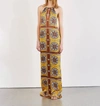 NILI LOTAN RIGEL SCARF DRESS IN SCARF PRINT YELLOW