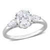 Mimi & Max 1 3/4ct Dew Created Moissanite Three-stone Engagement Ring In Sterling Silver In Silver