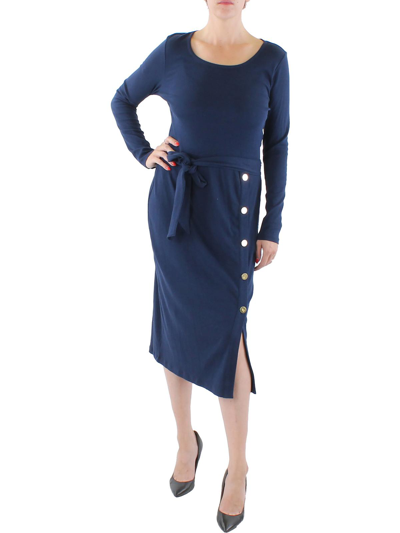 Lauren Ralph Lauren Womens Belted Long Maxi Dress In Blue