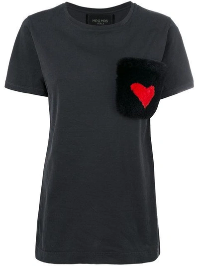 Mr & Mrs Italy Contrast Heart Pocket T-shirt In Black