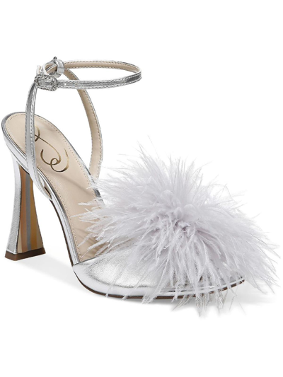 Sam Edelman Leon Womens Embellished Feathers Heels In Silver