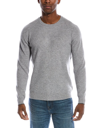 Forte Cashmere Rib Tipped Cashmere Crewneck Sweater In Grey