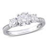 Mimi & Max 1 3/8ct Dew Created Moissanite 3-stone Engagement Ring In 10k White Gold In Silver