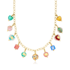 ROSS-SIMONS ITALIAN MULTICOLORED MURANO GLASS BEAD DROP NECKLACE IN 18KT GOLD OVER STERLING. 18 INCHES
