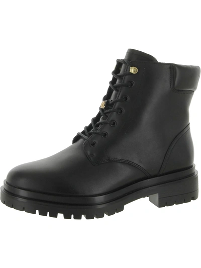 Ralph Lauren Carlee Womens Lugged Sole Ankle Combat & Lace-up Boots In Black