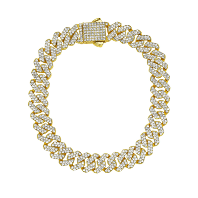 Adornia Men's 10mm Cuban Edge Chain With Cz Gold In Yellow