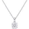 Mimi & Max 1ct Dew Created Moissanite Solitaire Pendant With Chain In Sterling Silver In Silver
