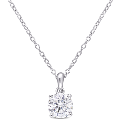 Mimi & Max 1ct Dew Created Moissanite Solitaire Pendant With Chain In Sterling Silver
