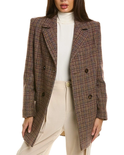 Fleurette Double-breasted Wool Coat In Brown