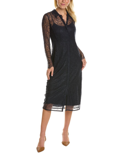 Rebecca Taylor Lace Shirtdress In Black