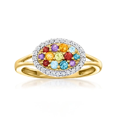 Ross-simons Multi-gemstone And . Diamond Ring In 18kt Gold Over Sterling