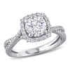 Mimi & Max 1 1/2ct Dew Created Moissanite Square Halo Crossover Engagement Ring In 10k White Gold In Silver