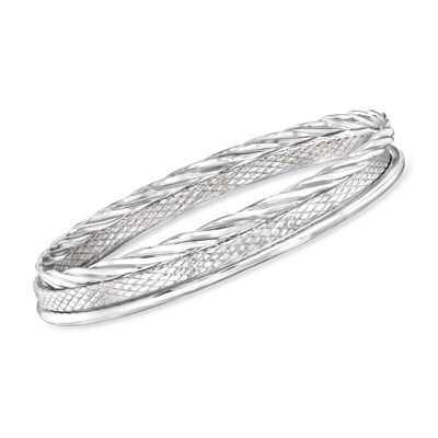 Ross-simons Sterling Silver Jewelry Set: 3 Stackable Bangle Bracelets In Multi