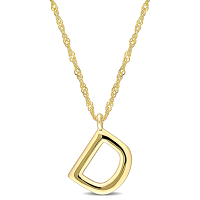 Mimi & Max Initial "d" Pendant W/ Chain In 14k Yellow Gold