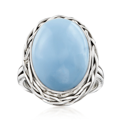 Ross-simons Blue Opal Braided Frame Ring In Sterling Silver