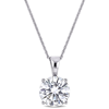 Mimi & Max 2ct Dew Created Moissanite Solitaire Pendant With Chain In 14k White Gold In Silver