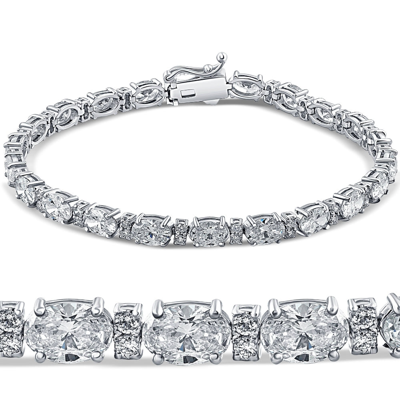 Pompeii3 8ct Oval Lab Grown Diamond Tennis Bracelet 14k White Gold 7" In Multi