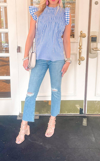 Hidden Happi High Rise Cropped Flare Jean In Medium Wash In Multi