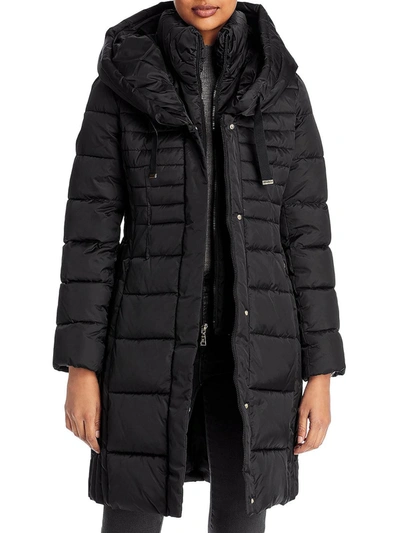 Tahari Casey Oversized Hood Puffer Coat In Black