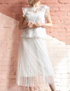 EVA FRANCO LILA PEARL TULLE SKIRT IN IVORY