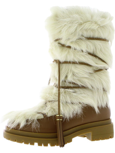 Lauren Ralph Lauren Celia Womens Shearling Leather Winter & Snow Boots In Multi